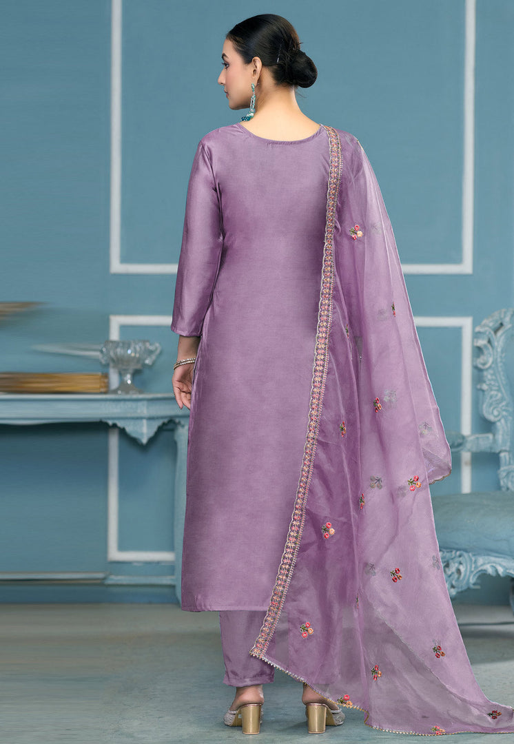 Lavender Cotton Pant Style Suit