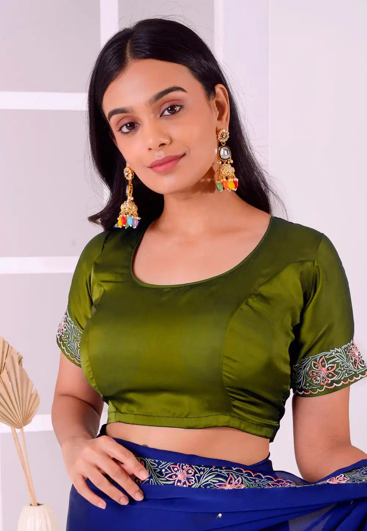 Mehndi Satin Silk Readymade Blouse