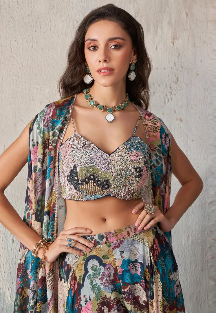 Multicolor Chinon Designer Salwar Suit