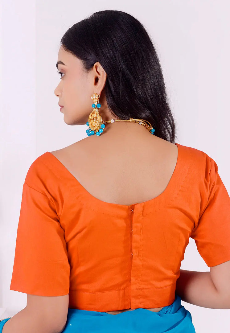 Orange Cotton Readymade Blouse