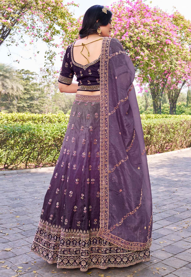 Purple Silk A Line Lehenga Choli